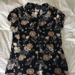Covington Black and Tan Floral Blouse